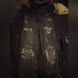 American eagle black distressed ripped baggy jeans